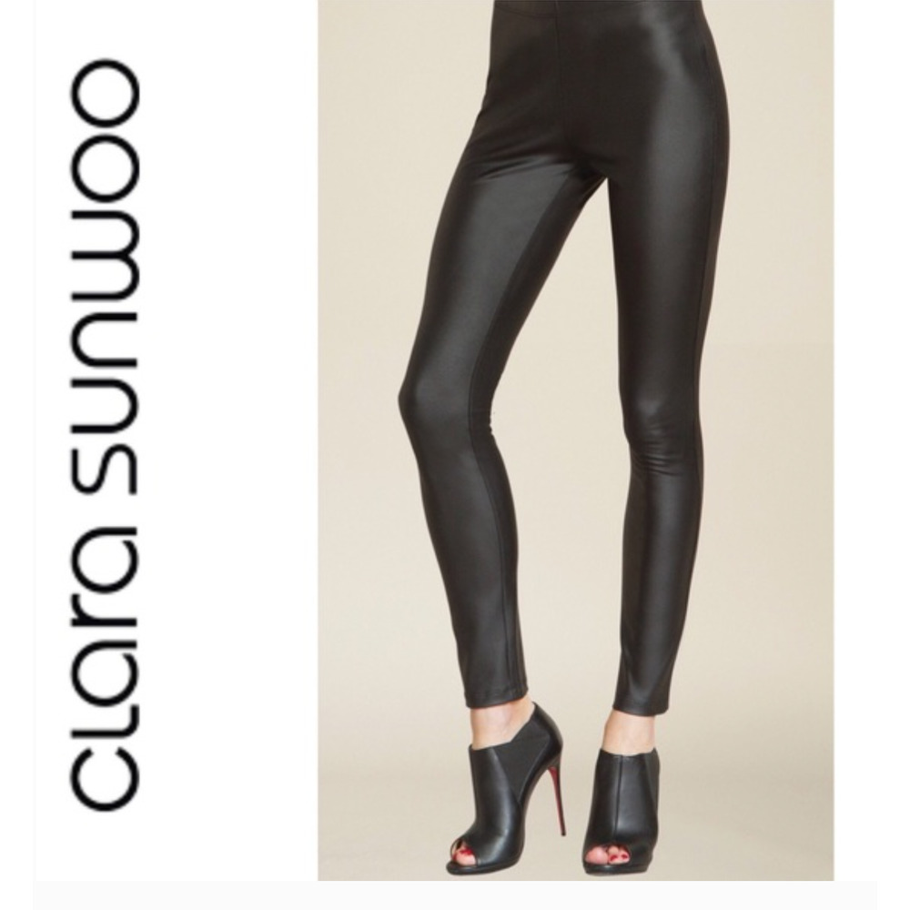 Ciara Sun Woo Liquid Leather Black Leggings Large